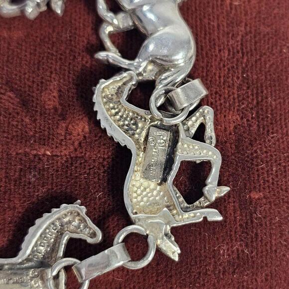 Beautiful Sterling Silver Carol Felley Horse Link Bracelet 7" 6 Horses. Vtg - Picture 4 of 9
